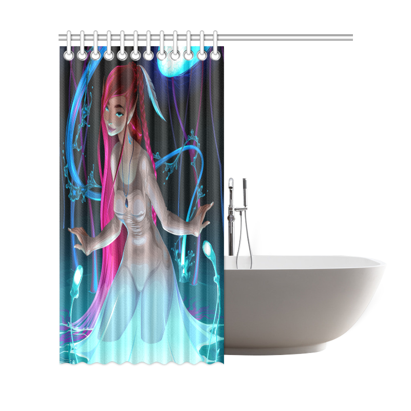 Water Fantasy Fairy Pink Hair Shower Curtain 69"x72"