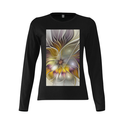 Abstract Colorful Fantasy Flower Modern Fractal Sunny Women's T-shirt (long-sleeve) (Model T07)