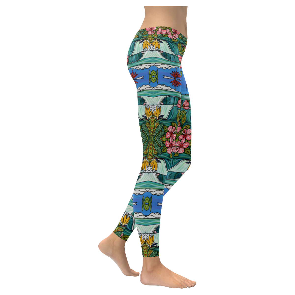 Passion Garden Women's Low Rise Leggings (Invisible Stitch) (Model L05)