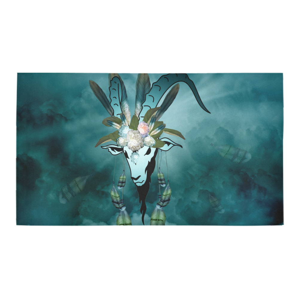 The billy goat with feathers and flowers Bath Rug 16''x 28''