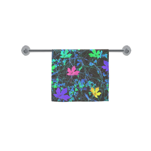 maple leaf in pink green purple blue yellow with blue creepers plants background Custom Towel 16"x28"