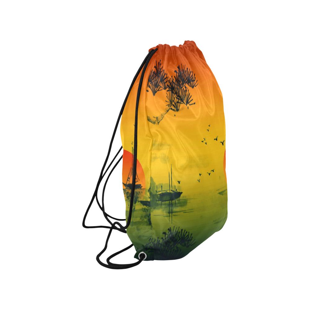 Sunset Orient Escape Medium Drawstring Bag Model 1604 (Twin Sides) 13.8"(W) * 18.1"(H)