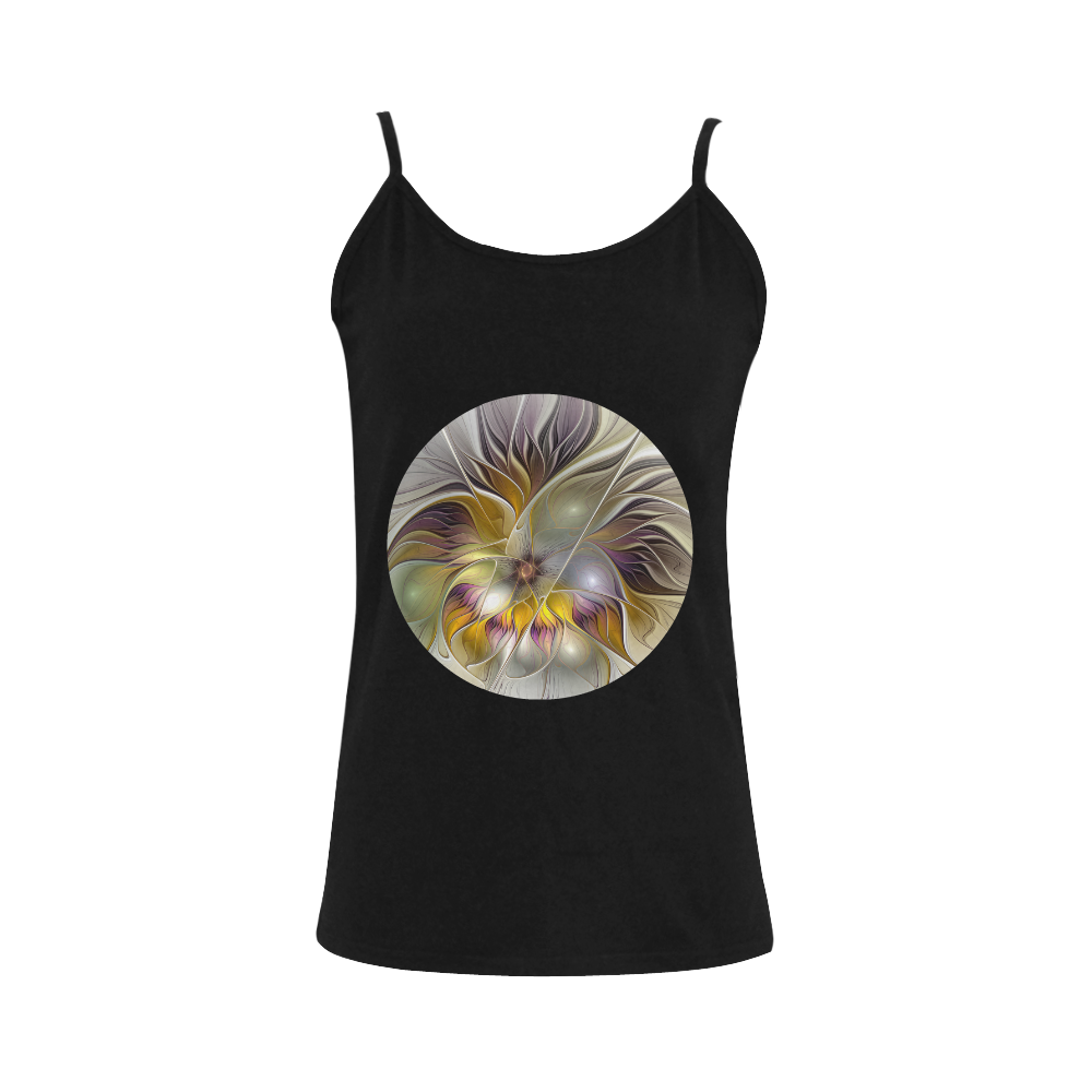 Abstract Colorful Fantasy Flower Modern Fractal Women's Spaghetti Top (USA Size) (Model T34)