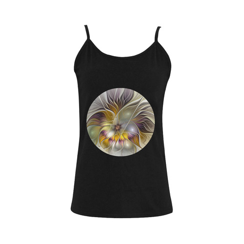 Abstract Colorful Fantasy Flower Modern Fractal Women's Spaghetti Top (USA Size) (Model T34)