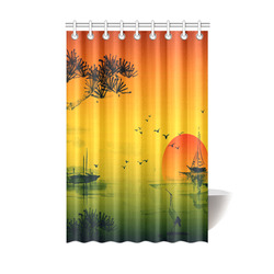 Sunset Orient Escape Shower Curtain 48"x72"