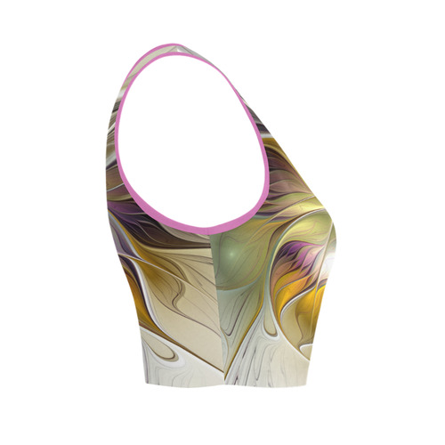 Abstract Colorful Fantasy Flower Modern Fractal Women's Crop Top (Model T42)