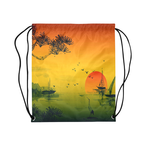 Sunset Orient Escape Large Drawstring Bag Model 1604 (Twin Sides)  16.5"(W) * 19.3"(H)