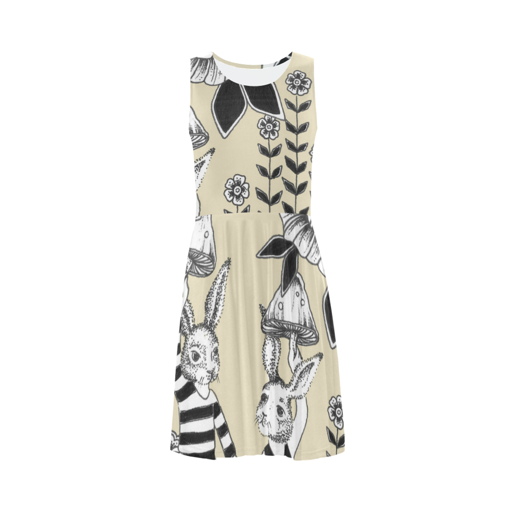 woodlands - bunny trip - pattern Sleeveless Ice Skater Dress (D19)