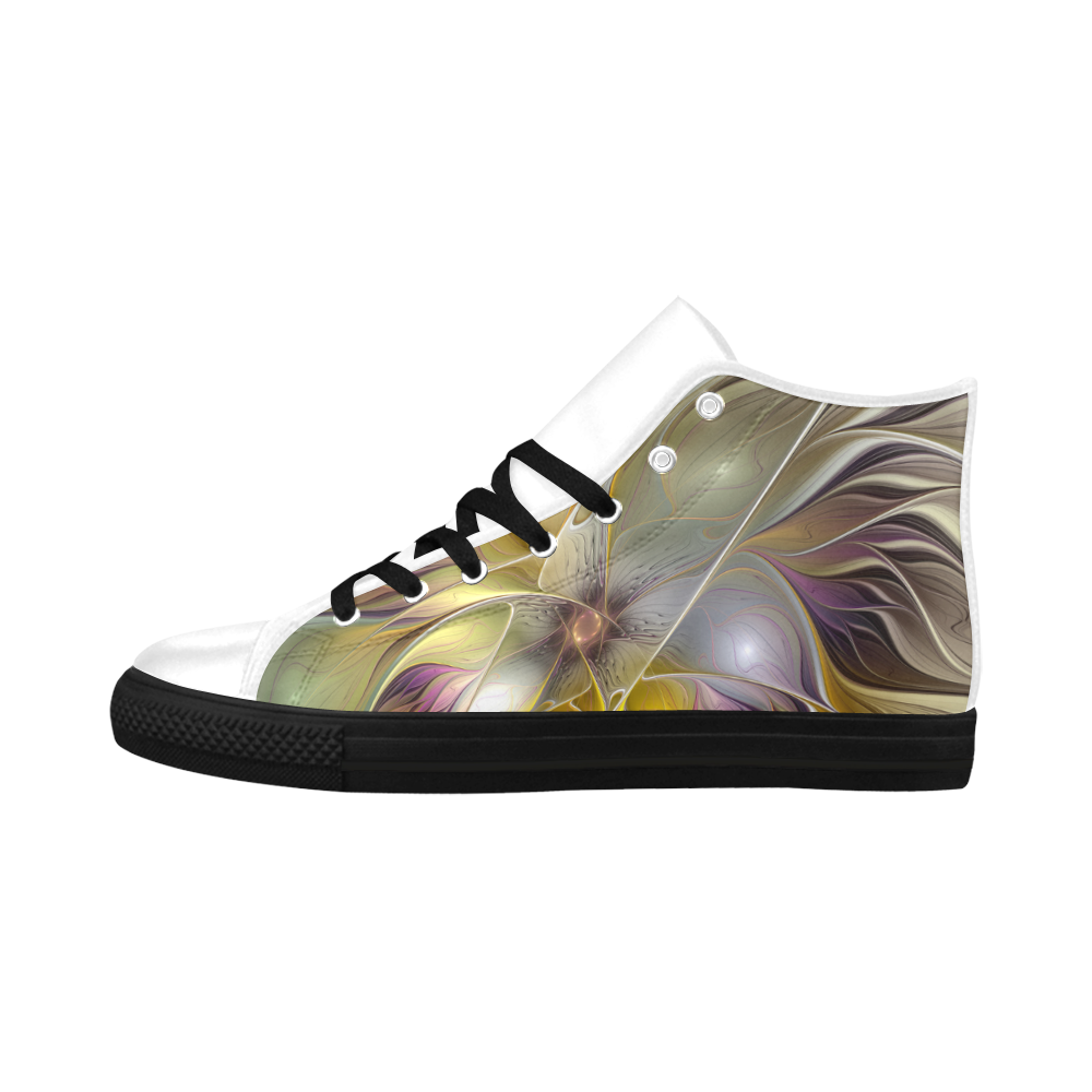 Abstract Colorful Fantasy Flower Modern Fractal Aquila High Top Microfiber Leather Women's Shoes (Model 032)