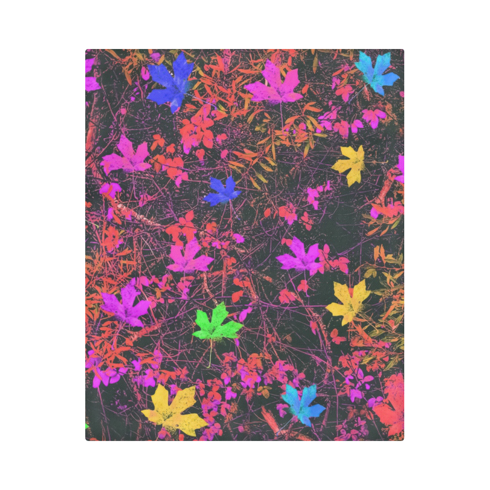 maple leaf in yellow green pink blue red with red and orange creepers plants background Duvet Cover 86"x70" ( All-over-print)