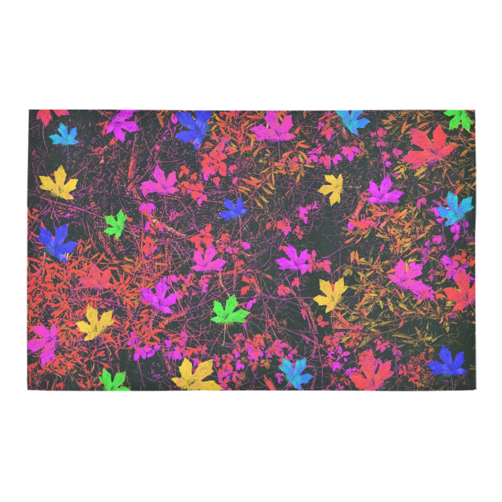 maple leaf in yellow green pink blue red with red and orange creepers plants background Bath Rug 20''x 32''