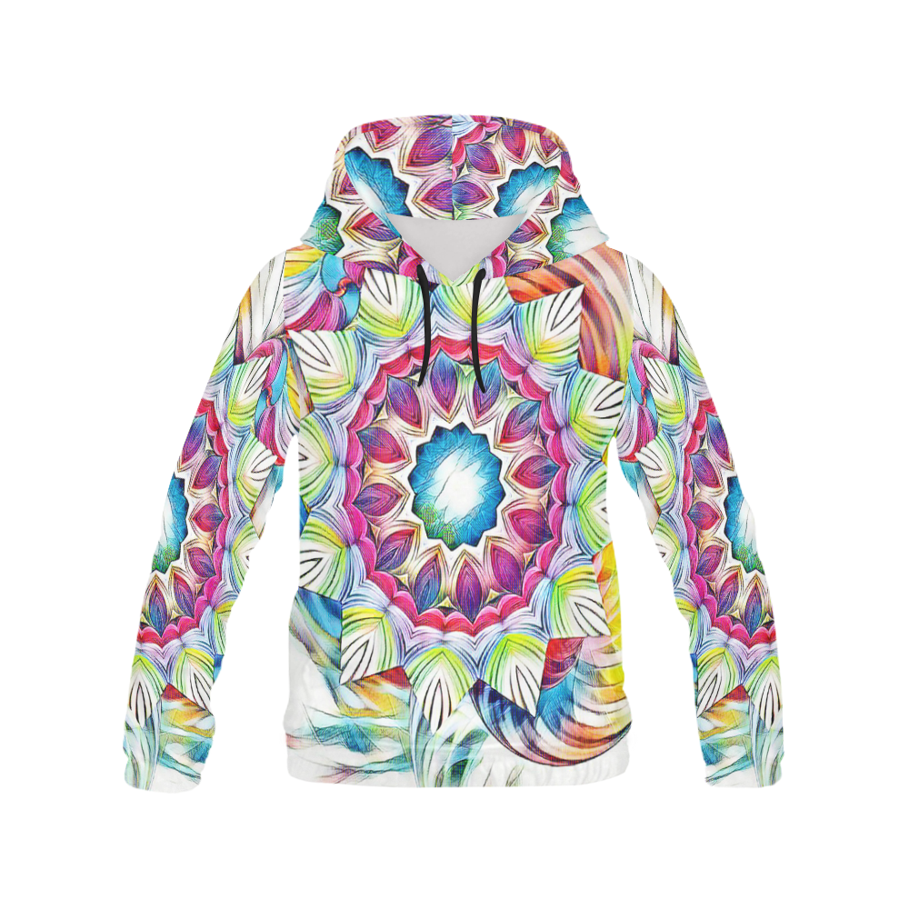 Sunshine Feeling Mandala All Over Print Hoodie for Women (USA Size) (Model H13)