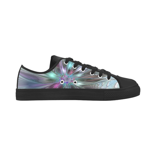 Colorful Fantasy Abstract Modern Fractal Flower Aquila Microfiber Leather Women's Shoes/Large Size (Model 031)