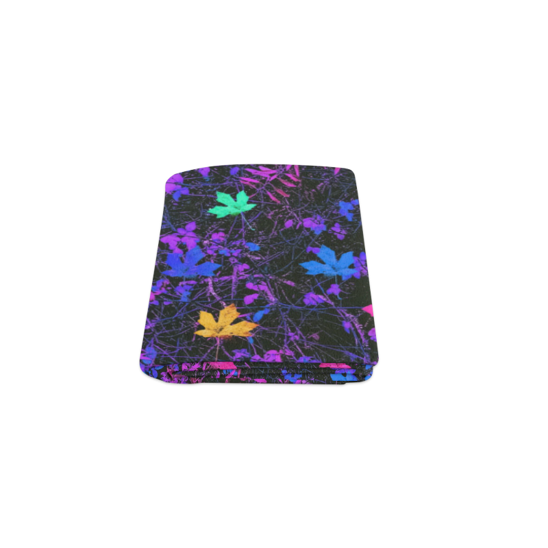 maple leaf in pink blue green yellow purple with pink and purple creepers plants background Blanket 40"x50"