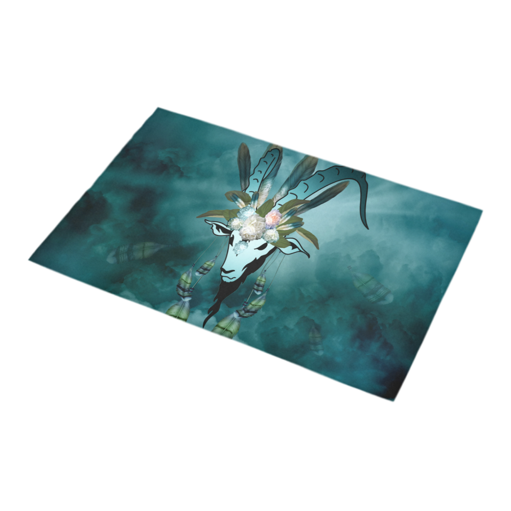 The billy goat with feathers and flowers Bath Rug 16''x 28''