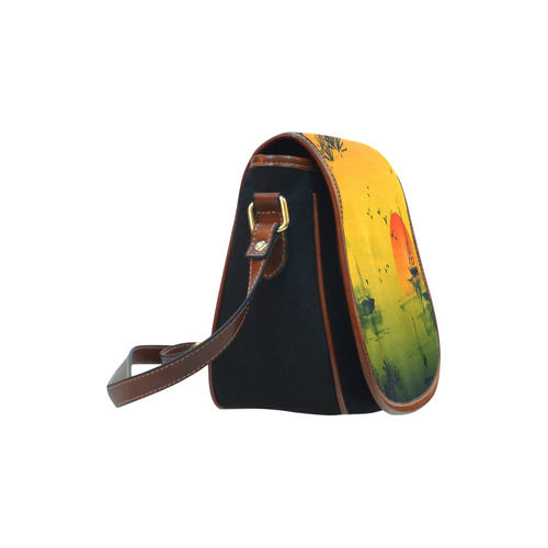 Sunset Orient Escape Saddle Bag/Small (Model 1649)(Flap Customization)