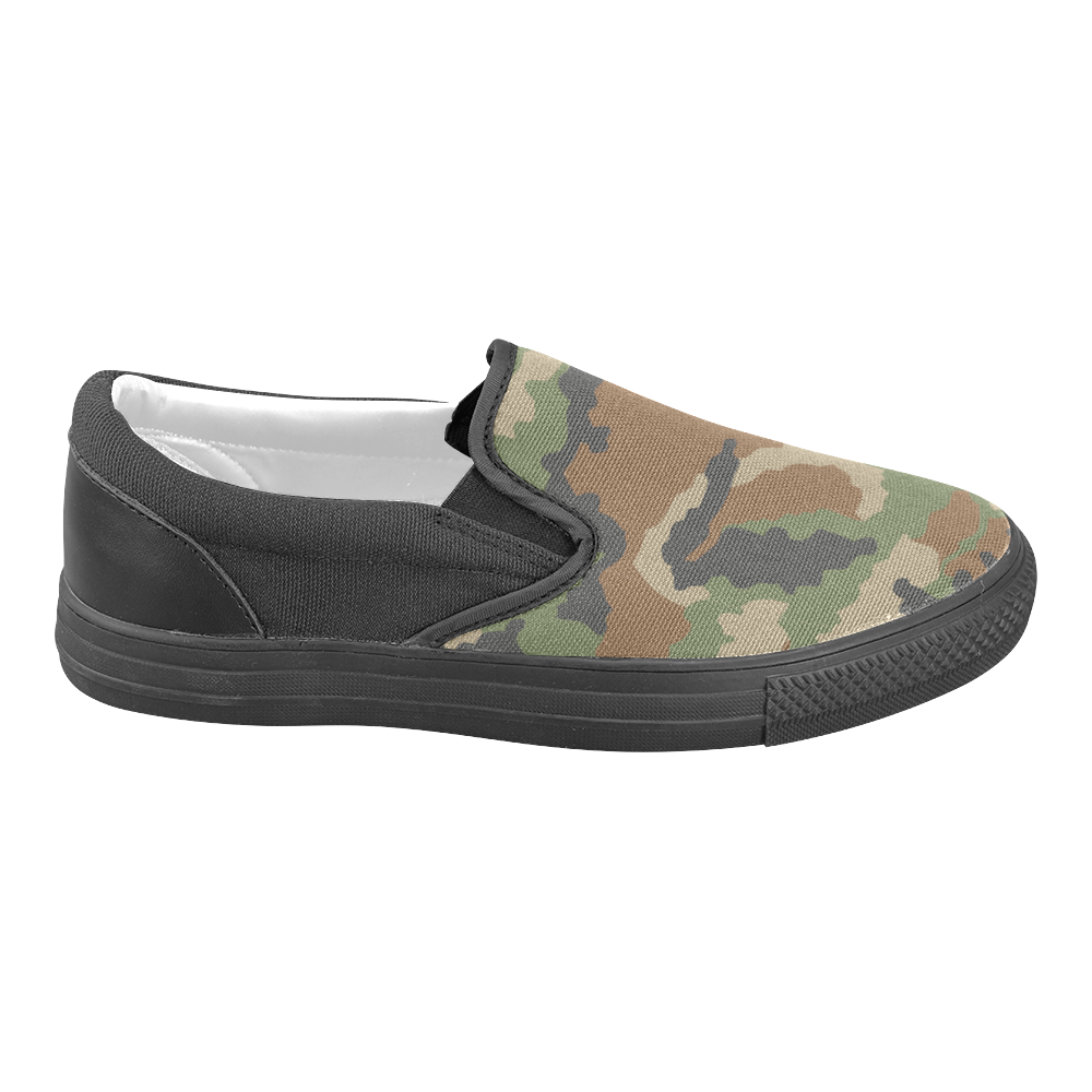 CAMOUFLAGE WOODLAND I Women's Unusual Slip-on Canvas Shoes (Model 019)