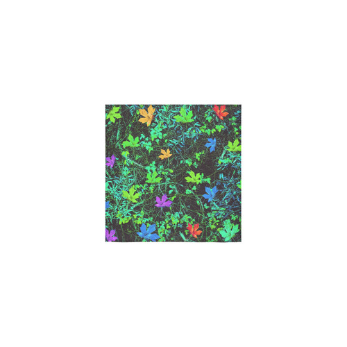 maple leaf in pink blue green yellow orange with green creepers plants background Square Towel 13“x13”