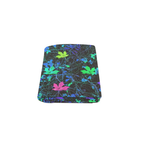 maple leaf in pink green purple blue yellow with blue creepers plants background Blanket 40"x50"