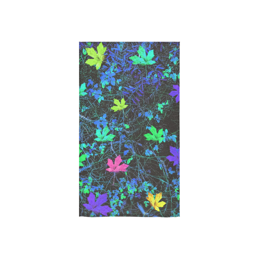 maple leaf in pink green purple blue yellow with blue creepers plants background Custom Towel 16"x28"