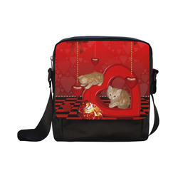 Cute kitten with hearts Crossbody Nylon Bags (Model 1633)