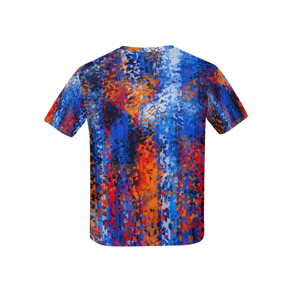 psychedelic geometric polygon shape pattern abstract in blue red orange Kids' All Over Print T-shirt (USA Size) (Model T40)
