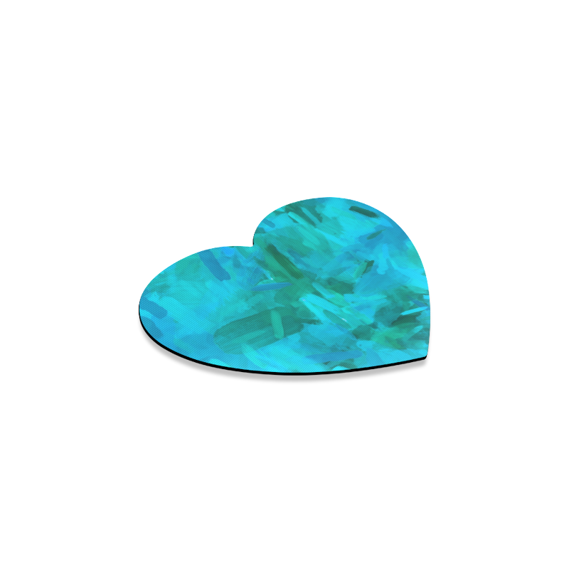 splash painting abstract texture in blue and green Heart Coaster