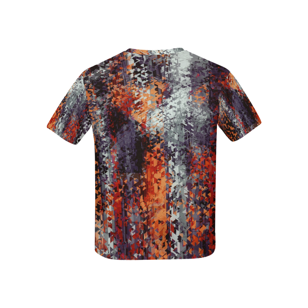 psychedelic geometric polygon shape pattern abstract in black orange brown red Kids' All Over Print T-shirt (USA Size) (Model T40)
