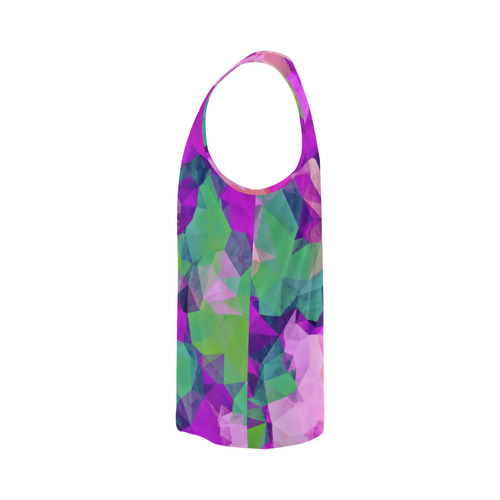 psychedelic geometric polygon pattern abstract in pink purple green All Over Print Tank Top for Men (Model T43)