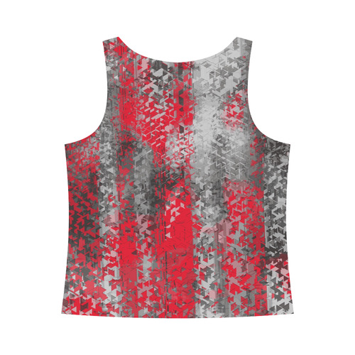 psychedelic geometric polygon shape pattern abstract in black and red All Over Print Tank Top for Women (Model T43)