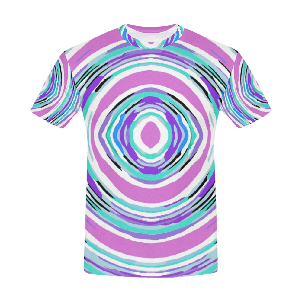 psychedelic graffiti circle pattern abstract in pink blue purple All Over Print T-Shirt for Men (USA Size) (Model T40)
