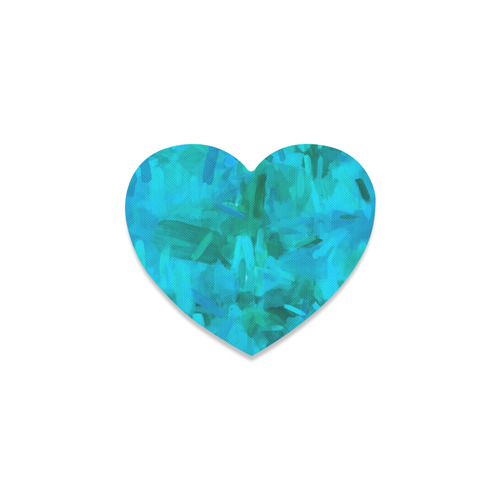 splash painting abstract texture in blue and green Heart Coaster