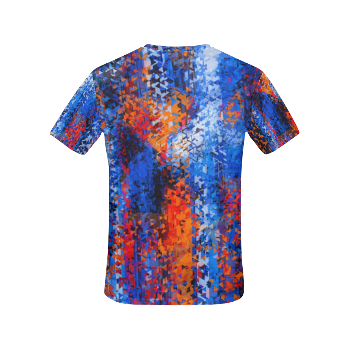 psychedelic geometric polygon shape pattern abstract in blue red orange All Over Print T-Shirt for Women (USA Size) (Model T40)