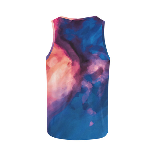 psychedelic milky way splash painting texture abstract background in red purple blue All Over Print Tank Top for Men (Model T43)