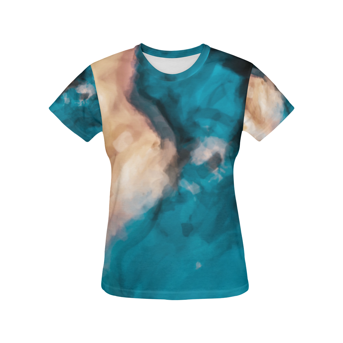 vintage splash painting texture abstract in blue and brown All Over Print T-Shirt for Women (USA Size) (Model T40)