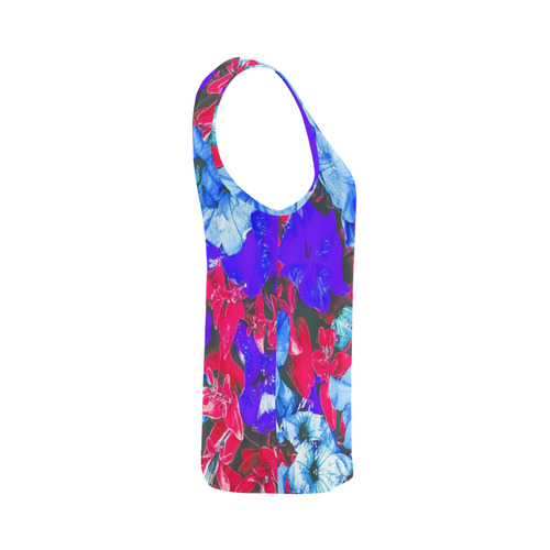 closeup flower texture abstract in blue purple red All Over Print Tank Top for Women (Model T43)