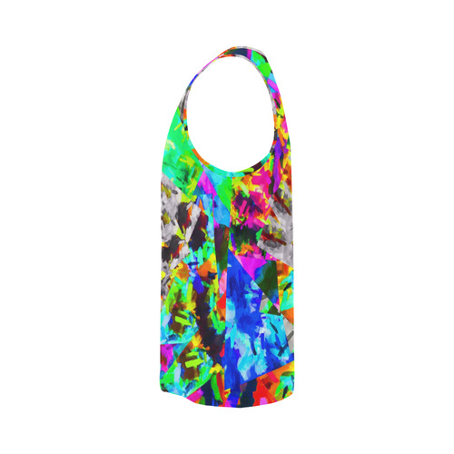 camouflage psychedelic splash painting abstract in blue green orange pink brown All Over Print Tank Top for Men (Model T43)