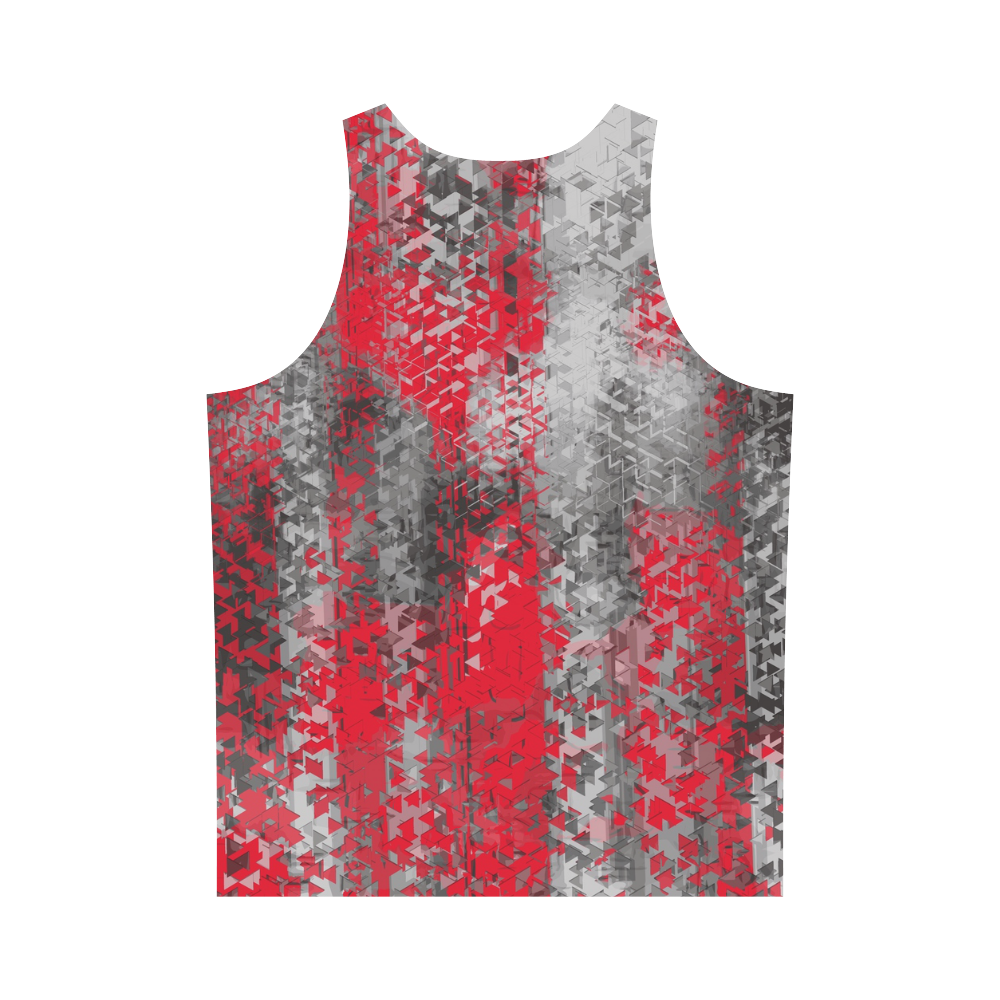 psychedelic geometric polygon shape pattern abstract in black and red All Over Print Tank Top for Men (Model T43)