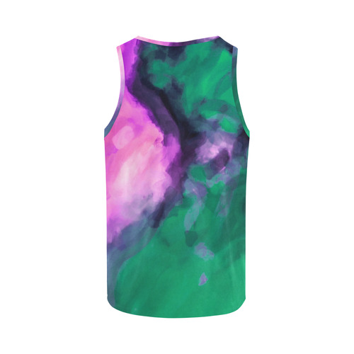 psychedelic splash painting texture abstract background in green and pink All Over Print Tank Top for Women (Model T43)