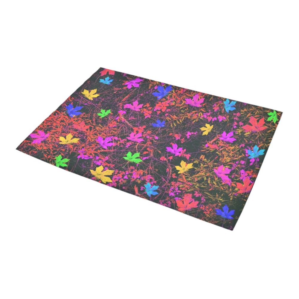 maple leaf in yellow green pink blue red with red and orange creepers plants background Azalea Doormat 24" x 16" (Sponge Material)