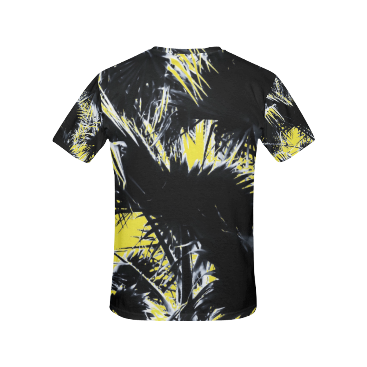 black and white palm leaves with yellow background All Over Print T-Shirt for Women (USA Size) (Model T40)