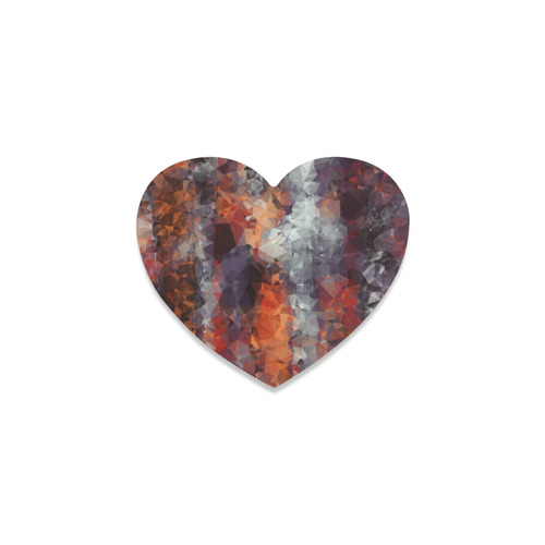 psychedelic geometric polygon shape pattern abstract in orange brown red black Heart Coaster