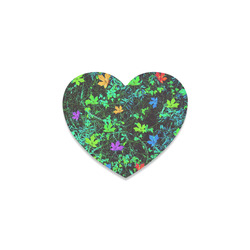 maple leaf in pink blue green yellow orange with green creepers plants background Heart Coaster