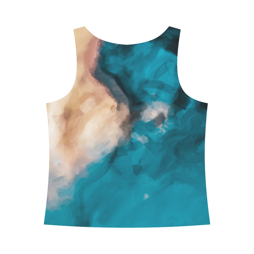 vintage splash painting texture abstract in blue and brown All Over Print Tank Top for Women (Model T43)