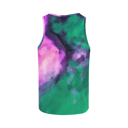 psychedelic splash painting texture abstract background in green and pink All Over Print Tank Top for Men (Model T43)