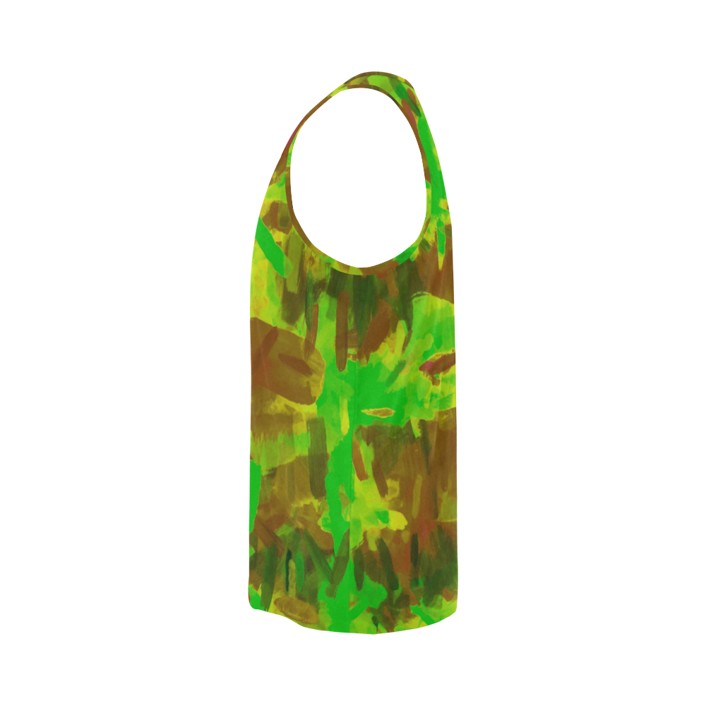 camouflage painting texture abstract background in green yellow brown All Over Print Tank Top for Men (Model T43)