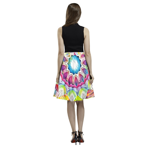 Sunshine Feeling Mandala Melete Pleated Midi Skirt (Model D15)