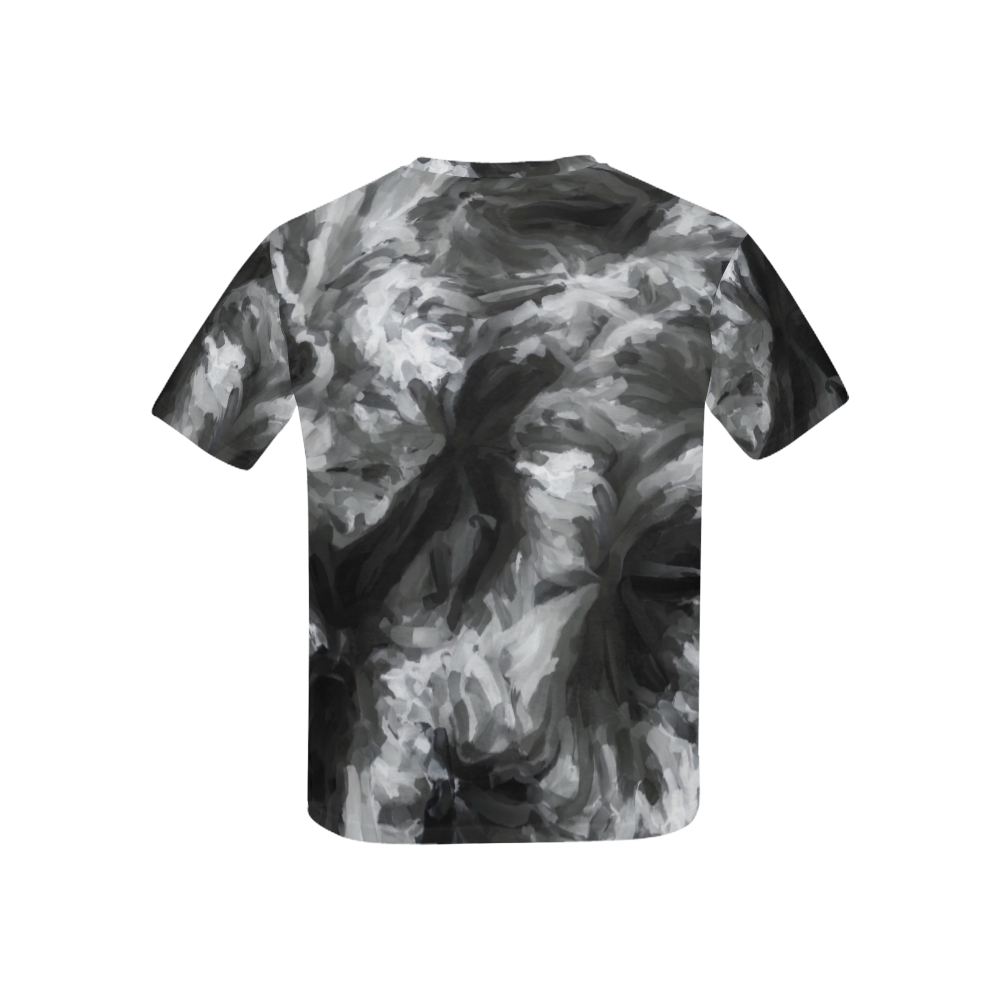 camouflage abstract painting texture background in black and white Kids' All Over Print T-shirt (USA Size) (Model T40)