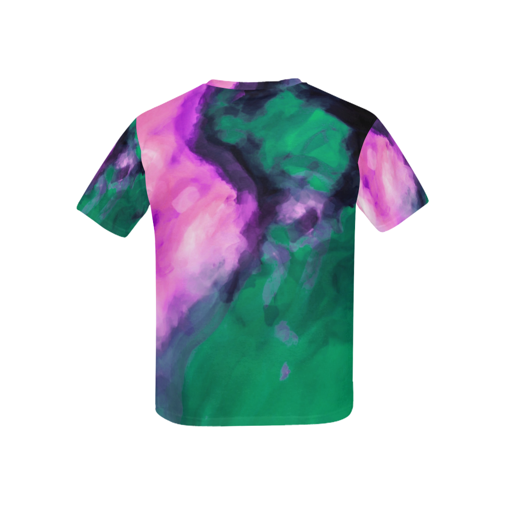 psychedelic splash painting texture abstract background in green and pink Kids' All Over Print T-shirt (USA Size) (Model T40)