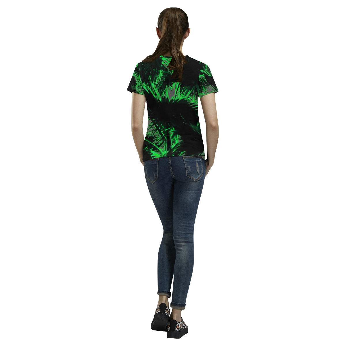 green palm leaves texture abstract background All Over Print T-Shirt for Women (USA Size) (Model T40)